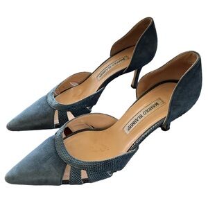 Manolo Blahnik Suede D'Orsay Pumps